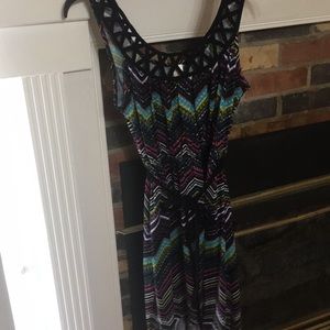 Chevron multicolor print dress